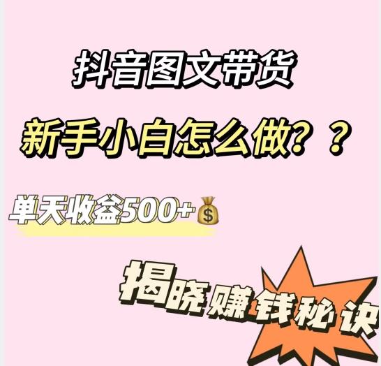 抖音图文带货，新手小白怎么做？单天收益500+【揭秘赚钱秘诀】-985网创
