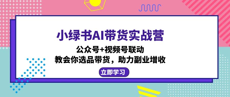 小绿书AI带货实战营：公众号+视频号联动，教会你选品带货，助力副业增收-985网创