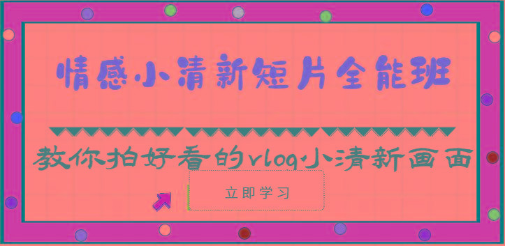 情感小清新短片全能班-教你拍好看的vlog小清新画面(30节课)-985网创