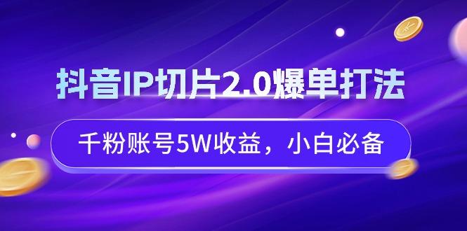 抖音IP切片2.0爆单打法，千粉账号5W收益，小白必备-985网创