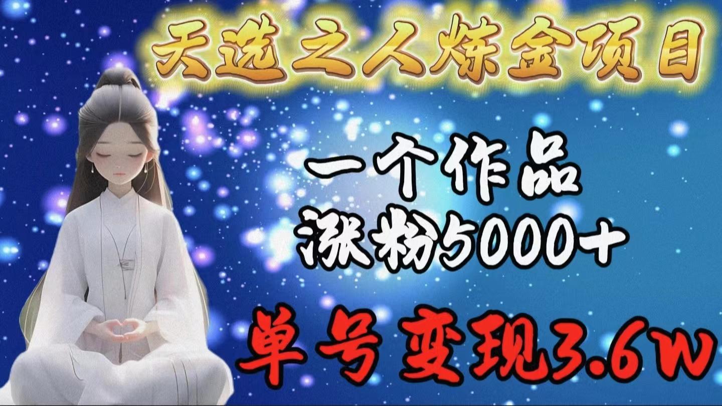 (9693期)天选之人炼金项目，一个作品涨粉5000+，单号变现3.6w-985网创