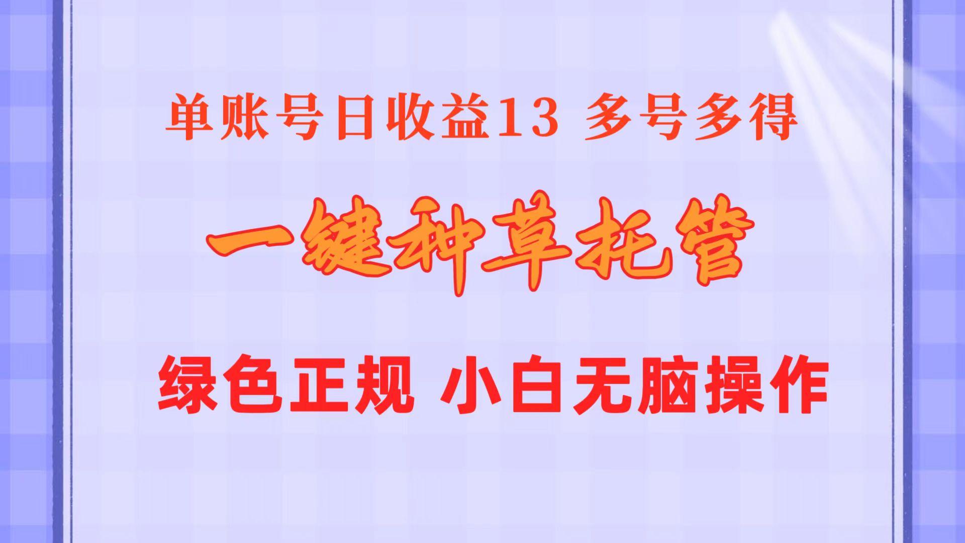一键种草托管 单账号日收益13元  10个账号一天130  绿色稳定 可无限推广-985网创
