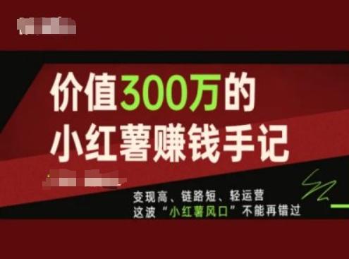 价值300万的小红书赚钱手记，变现高、链路短、轻运营，这波“小红薯风口”不能再错过-985网创
