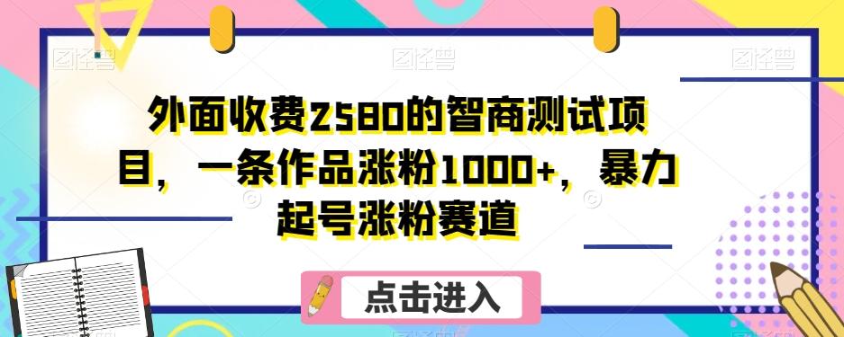 外面收费2580的智商测试项目，一条作品涨粉1000+，暴力起号涨粉赛道【揭秘】-985网创
