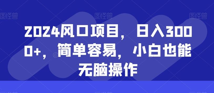 2024风口项目，日入3000+，简单容易，小白也能无脑操作-985网创