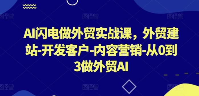 AI闪电做外贸实战课，​外贸建站-开发客户-内容营销-从0到3做外贸AI-985网创