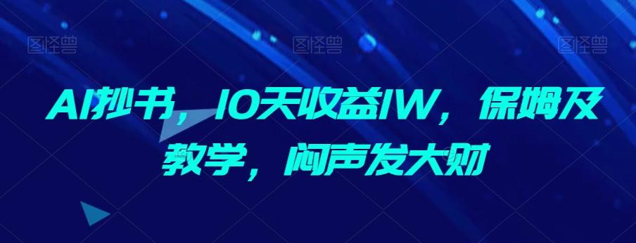 AI抄书，10天收益1W，保姆及教学，闷声发大财-985网创