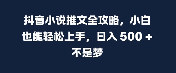 抖音小说推文全攻略，小白也能轻松上手，日入 5张+ 不是梦【揭秘】-985网创