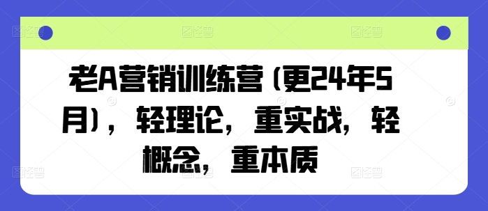 老A营销训练营(更24年12月)，轻理论，重实战，轻概念，重本质-985网创