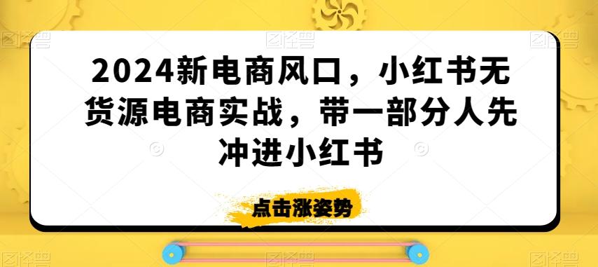 2024新电商风口，小红书无货源电商实战，带一部分人先冲进小红书-985网创