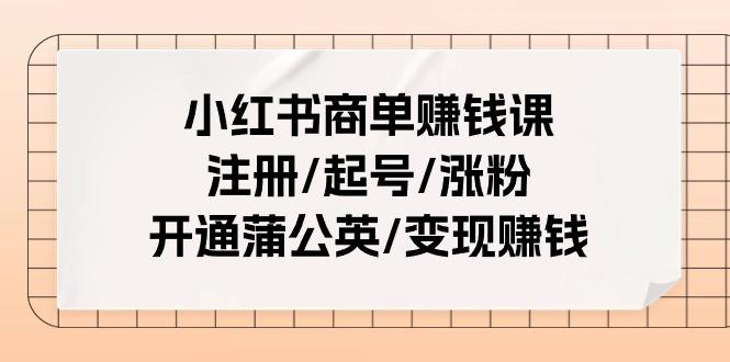 小红书商单赚钱课：注册/起号/涨粉/开通蒲公英/变现赚钱(25节课)-985网创