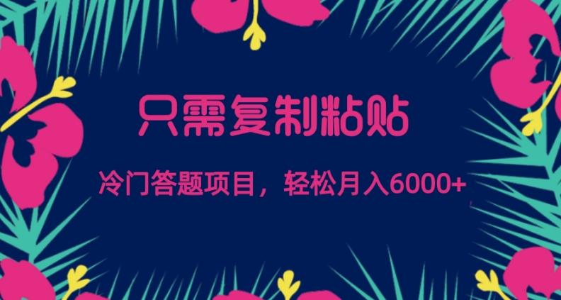 只需复制粘贴，冷门答题项目，轻松月入6000-985网创