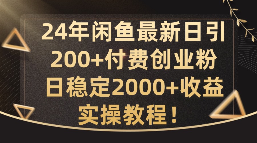 24年闲鱼最新日引200+付费创业粉日稳2000+收益，实操教程【揭秘】-985网创