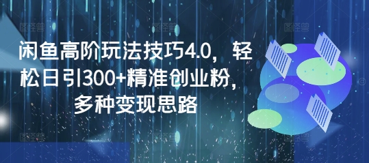 闲鱼高阶玩法技巧4.0，轻松日引300+精准创业粉，多种变现思路-985网创