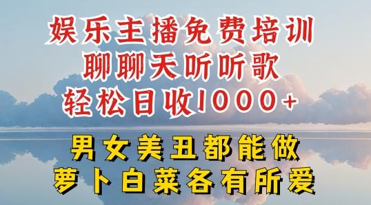 娱乐主播免费培训聊聊天听听歌轻松日收1K+，男女美丑都能做萝卜白菜各有所爱【揭秘】-985网创