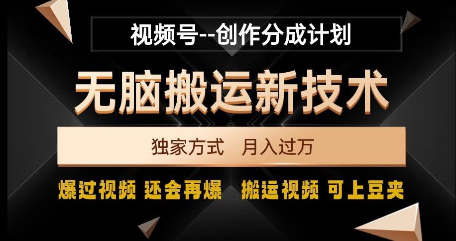 视频号无脑搬运新技术，破原创壕流量，独家方式，爆过视频，还会再爆【揭秘】-985网创