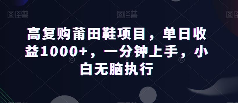 高复购莆田鞋项目，单日收益1000+，一分钟上手，小白无脑执行-985网创