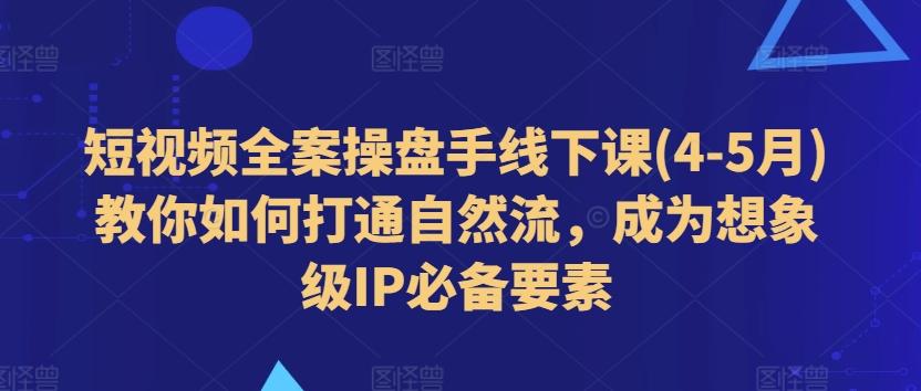 短视频全案操盘手线下课(4-5月)教你如何打通自然流，成为想象级IP必备要素-985网创
