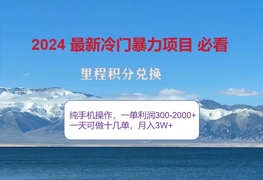 2024惊爆冷门暴利，里程积分最新玩法，高爆发期，一单300+—2000+-985网创