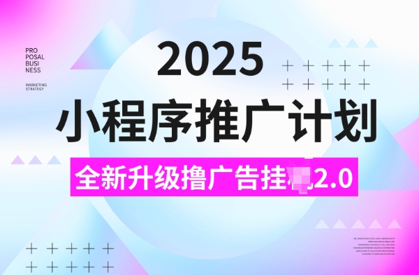2025小程序推广计划，撸广告挂JI3.0玩法，日均5张【揭秘】-985网创