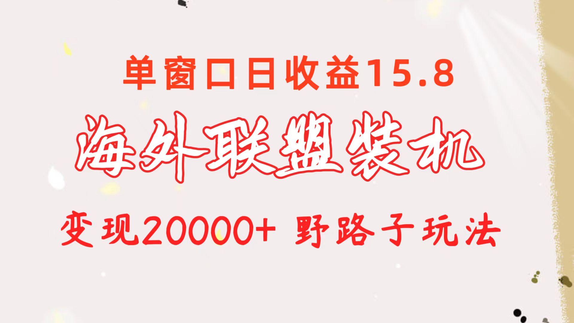 海外联盟装机 单窗口日收益15.8  变现20000+ 野路子玩法-985网创