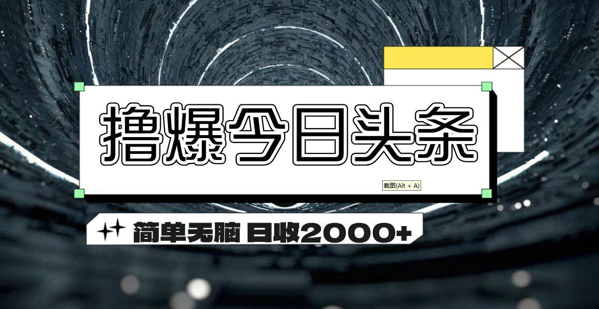 撸爆今日头条 简单无脑操作 日收2000+-985网创