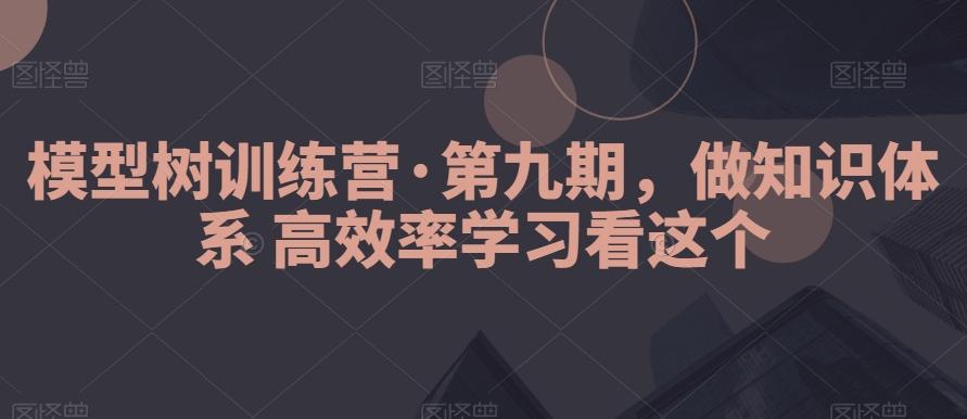 模型树训练营·第九期，做知识体系高效率学习看这个-985网创
