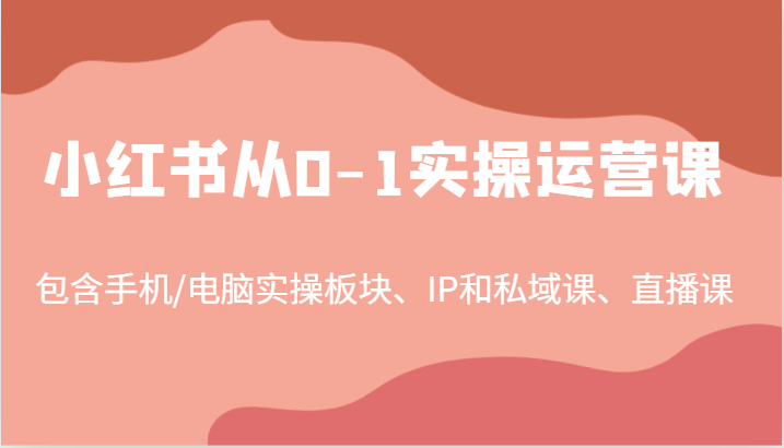 小红书从0-1实操运营课，包含手机/电脑实操板块、IP和私域课、直播课(97节)-985网创