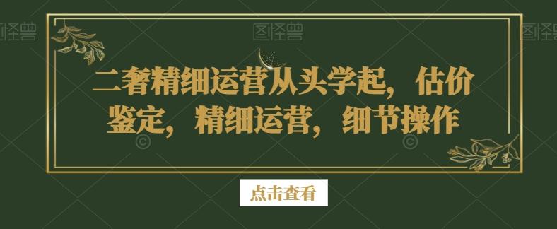二奢精细运营从头学起，估价鉴定，精细运营，细节操作-985网创
