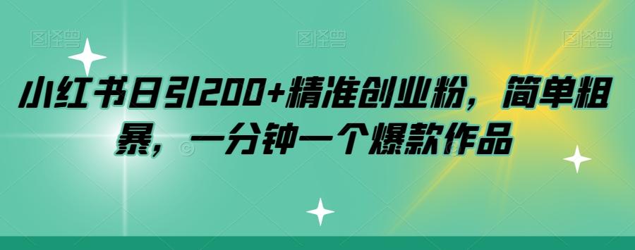 小红书日引200+精准创业粉，简单粗暴，一分钟一个爆款作品【揭秘】-985网创