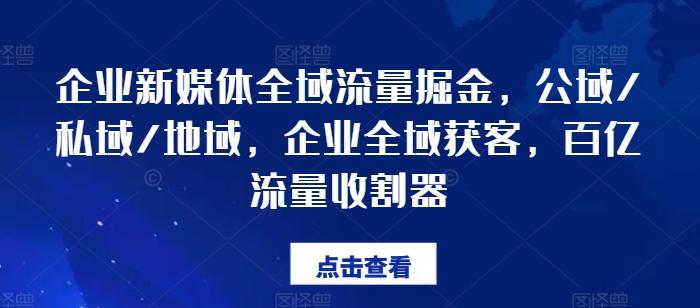 企业新媒体全域流量掘金，公域/私域/地域，企业全域获客，百亿流量收割器-985网创