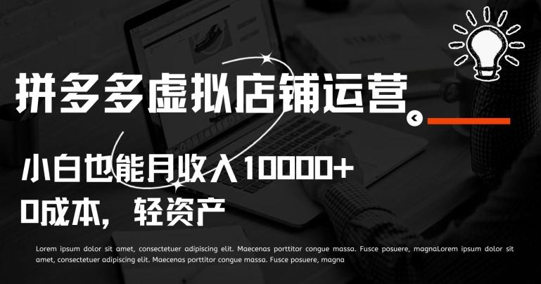 拼多多虚拟店铺运营小白也能月收入10000+【揭秘】-985网创
