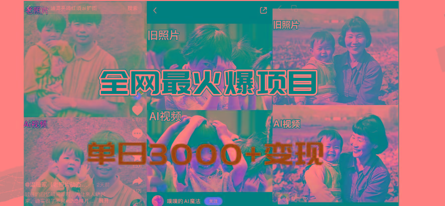 全网爆火的AI让老照片动起来教程，蹭热点日赚3000+，内含免费工具一键...-985网创