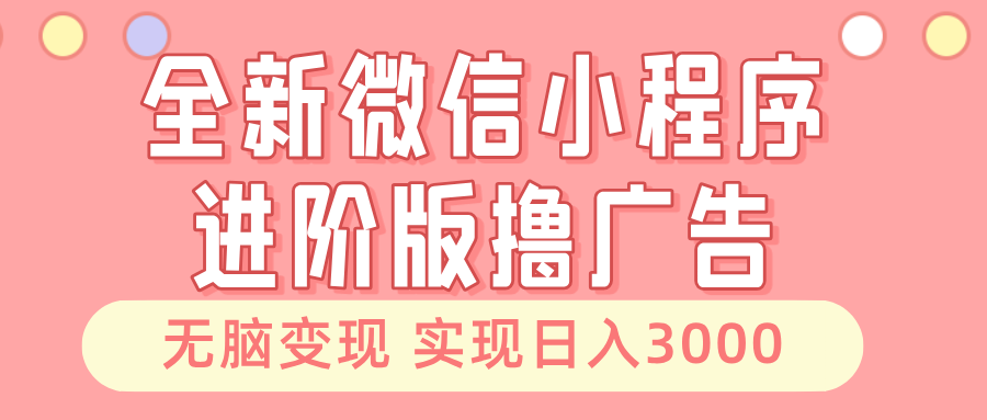 全新微信小程序进阶版撸广告 无脑变现睡后也有收入 日入3000＋-985网创