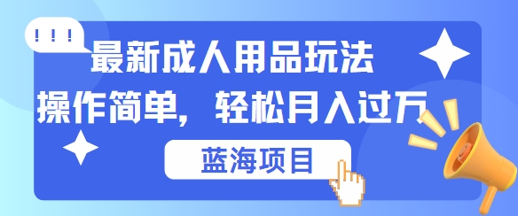 最新成人用品项目玩法，操作简单，动动手，轻松日入几张【揭秘】-985网创