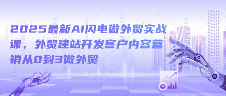 2025最新AI闪电做外贸实战课，外贸建站开发客户内容营销从0到3做外贸-985网创