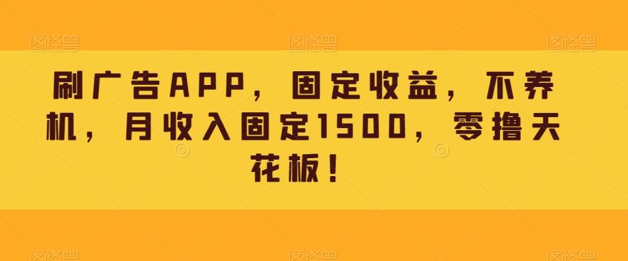 刷广告APP，固定收益，不养机，月收入固定1500，零撸天花板！-985网创