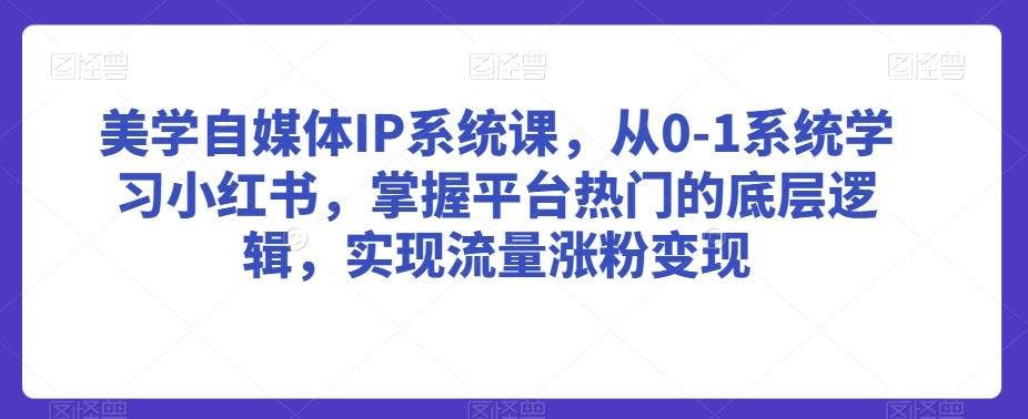 美学自媒体IP系统课，从0-1系统学习小红书，掌握平台热门的底层逻辑，实现流量涨粉变现-985网创