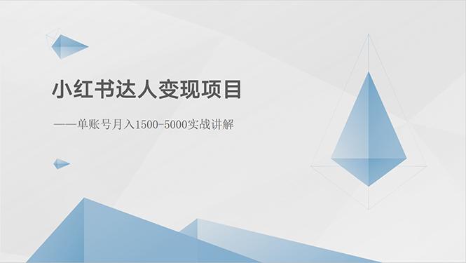 小红书达人变现项目：单账号月入1500-3000实战讲解-985网创