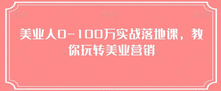 美业人0-100万实战落地课，教你玩转美业营销-985网创