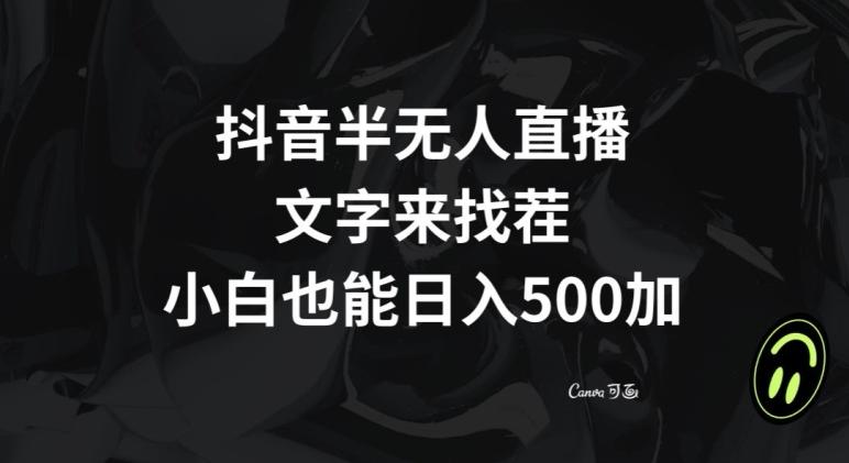 抖音半无人直播，文字来找茬小游戏，每天收益500+【揭秘】-985网创