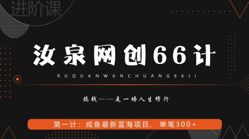 汝泉网创66计之第1计：闲鱼长期稳定项目，单笔变现300+-985网创