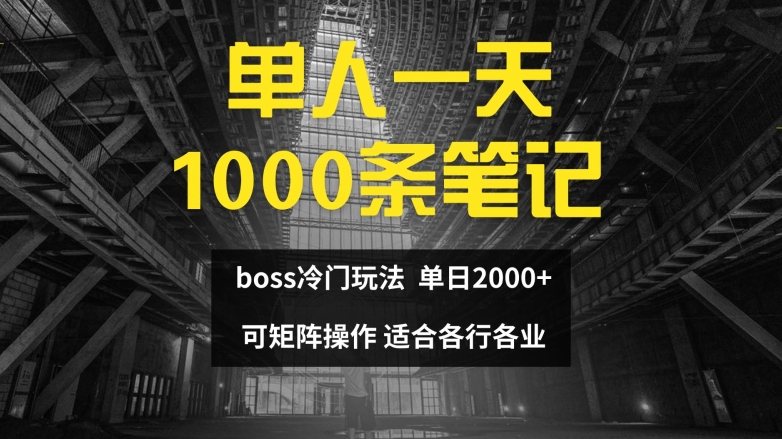单人一天1000条笔记，日入2000+，BOSS直聘的正确玩法【揭秘】-985网创