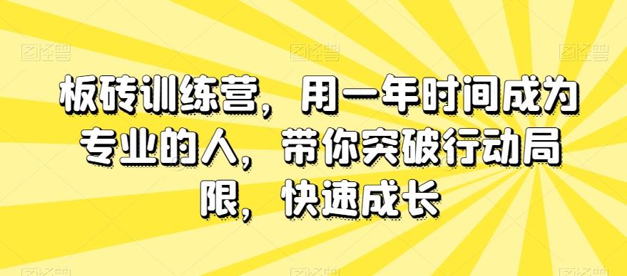 板砖训练营，用一年时间成为专业的人，带你突破行动局限，快速成长-985网创