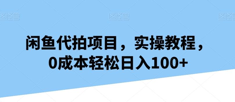 闲鱼代拍项目，实操教程，0成本轻松日入100+-985网创