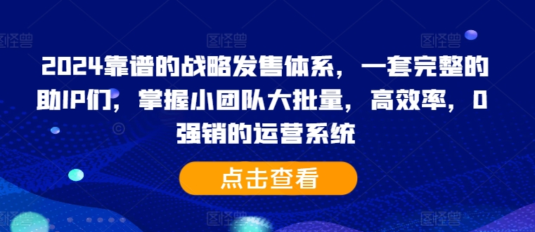 2024靠谱的战略发售体系，一套完整的助IP们，掌握小团队大批量，高效率，0 强销的运营系统-985网创