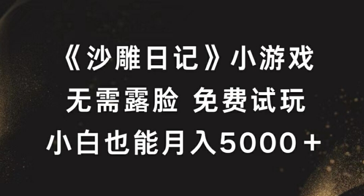 《沙雕日记》小游戏，无需露脸免费试玩，小白也能月入5000+【揭秘】-985网创