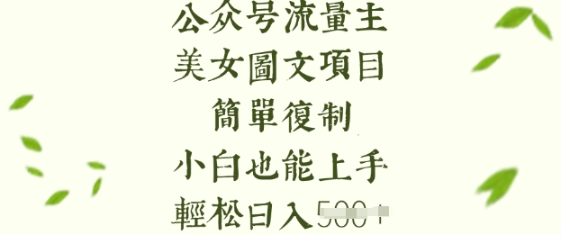 流量主长期收益项目，美女图片简单复制，小白也能上手，轻松日入5张-985网创