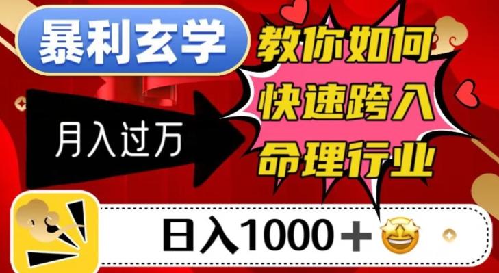 暴利玄学，教你如何快速跨入命理行业，日入1000＋月入过万-985网创