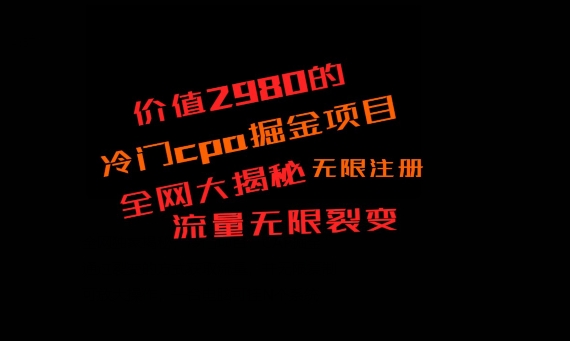 价值2980的CPA掘金项目大揭秘，号称当天收益200+，不见收益包赔双倍-985网创